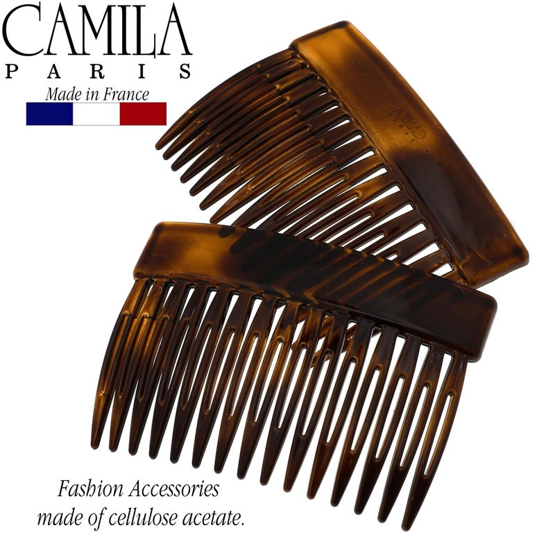 Camila Paris CP2942 French Hair Side Comb, Small Tortoise Shell, French Twist Hair Combs Decorative, Strong Hold Hair Clips for Women Bun Chignon Up-Do Styling Girls Hair Accessories, Made in France - Image 3