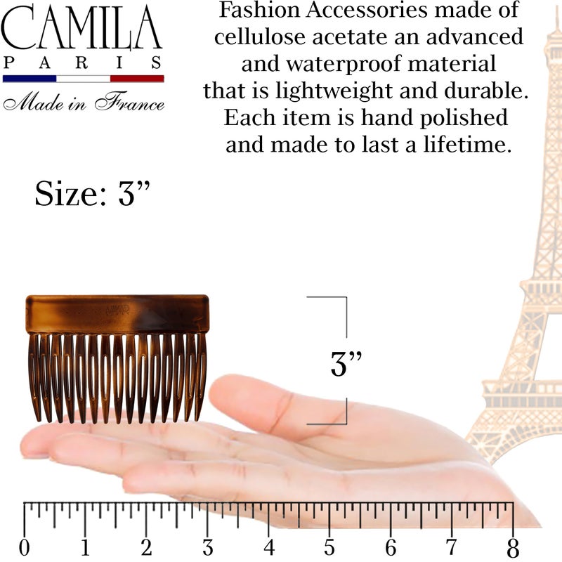 Camila Paris CP2942 French Hair Side Comb, Small Tortoise Shell, French Twist Hair Combs Decorative, Strong Hold Hair Clips for Women Bun Chignon Up-Do Styling Girls Hair Accessories, Made in France - Image 4