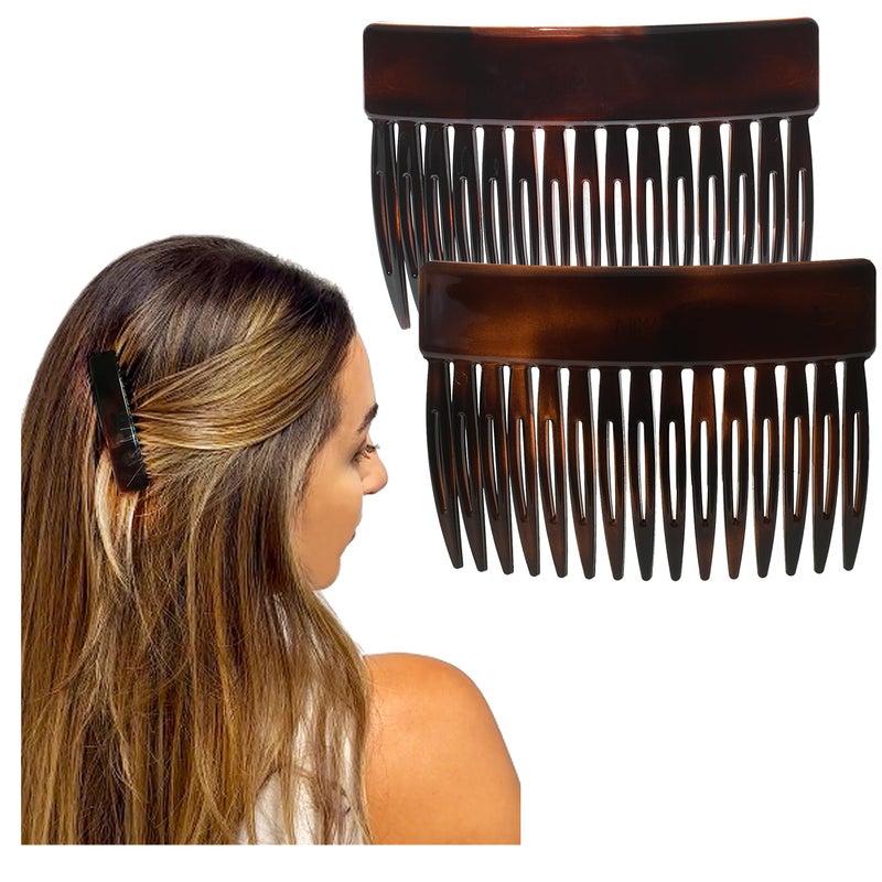 Camila Paris CP2942 French Hair Side Comb, Small Tortoise Shell, French Twist Hair Combs Decorative, Strong Hold Hair Clips for Women Bun Chignon Up-Do Styling Girls Hair Accessories, Made in France - Image 1