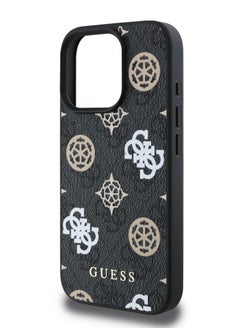 GUESS iPhone 16 Pro Max Case PU Hard Cover with Peony 4G Design / slim profile / Drop protection / Lightweight Back Cover - Black  - Image 2