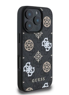 GUESS iPhone 16 Pro Max Case PU Hard Cover with Peony 4G Design / slim profile / Drop protection / Lightweight Back Cover - Black  - Image 3