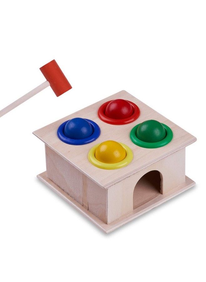 PLUSPOINT مجموعة ألعاب تعليمية للأطفال على شكل مطرقة خشبية وطاولة دق مع صندوق لتنمية المهارات الحركية الدقيقة والبراعة مجموعة ألعاب تعليمية مبكرة للأطفال من سن سنتين فما فوق (طاولة مطرقة صغيرة) - Image 1