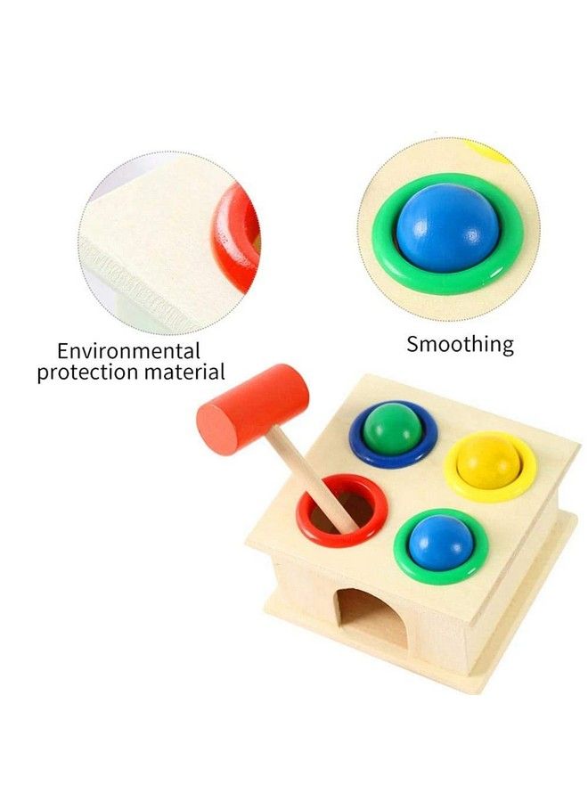 PLUSPOINT مجموعة ألعاب تعليمية للأطفال على شكل مطرقة خشبية وطاولة دق مع صندوق لتنمية المهارات الحركية الدقيقة والبراعة مجموعة ألعاب تعليمية مبكرة للأطفال من سن سنتين فما فوق (طاولة مطرقة صغيرة) - Image 3