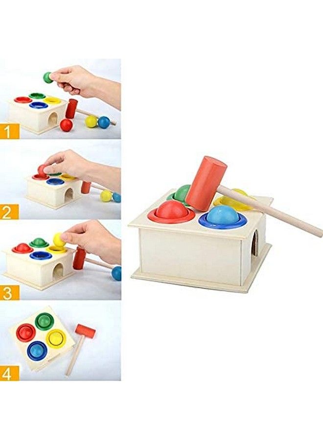 PLUSPOINT مجموعة ألعاب تعليمية للأطفال على شكل مطرقة خشبية وطاولة دق مع صندوق لتنمية المهارات الحركية الدقيقة والبراعة مجموعة ألعاب تعليمية مبكرة للأطفال من سن سنتين فما فوق (طاولة مطرقة صغيرة) - Image 4