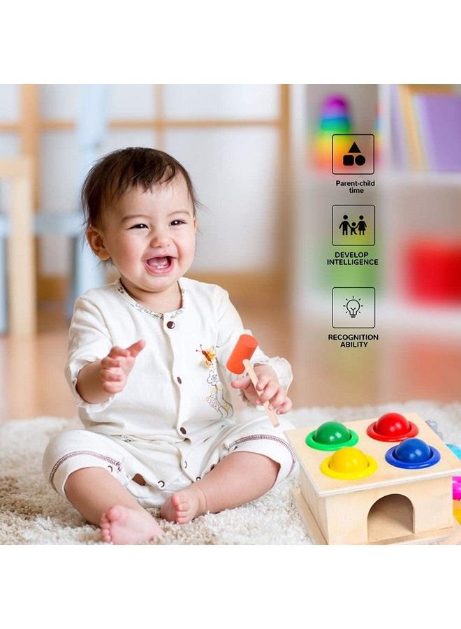 PLUSPOINT مجموعة ألعاب تعليمية للأطفال على شكل مطرقة خشبية وطاولة دق مع صندوق لتنمية المهارات الحركية الدقيقة والبراعة مجموعة ألعاب تعليمية مبكرة للأطفال من سن سنتين فما فوق (طاولة مطرقة صغيرة) - Image 5