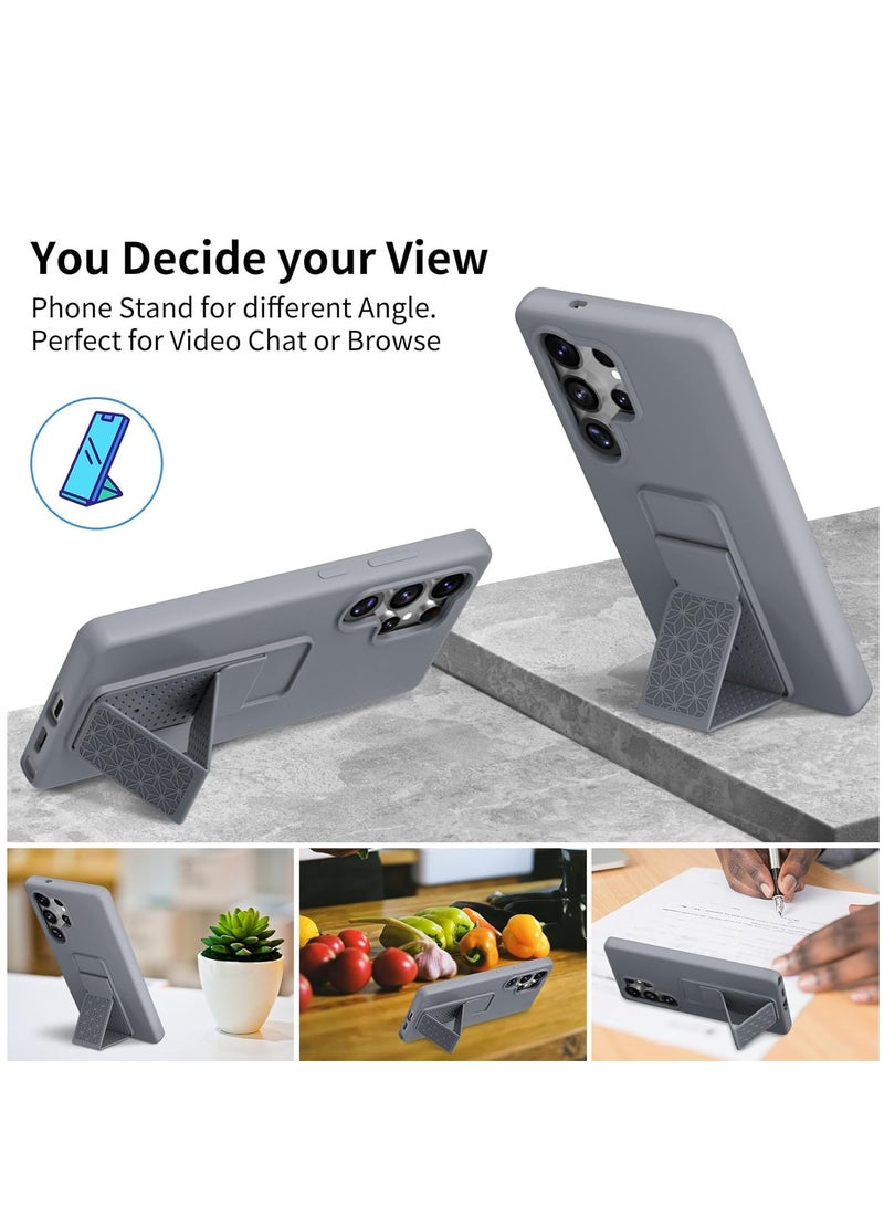 BORTONY Samsung Galaxy S25 Ultra Case Cover Silicone Stand Strap Slim Fit Soft Touch Protective Case Bumper Shell Anti Scratch Phone Grip Cover for Samsung Galaxy S25 Ultra 5G 6.9-inch - Image 3