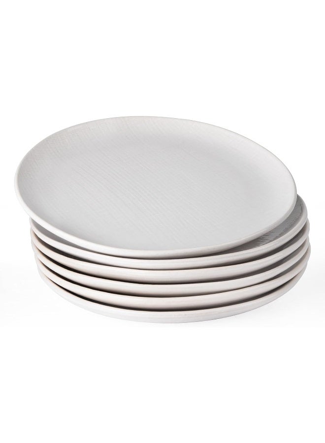 Famiware Moonlight 6 Piece Stoneware Dinner Plates in 10.25 inches, Scratch Resistant, Microwave & Dishwasher Safe, White  - Image 1