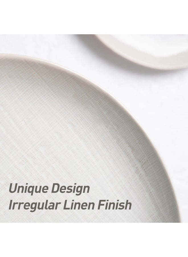 Famiware Moonlight 6 Piece Stoneware Dinner Plates in 10.25 inches, Scratch Resistant, Microwave & Dishwasher Safe, White  - Image 5