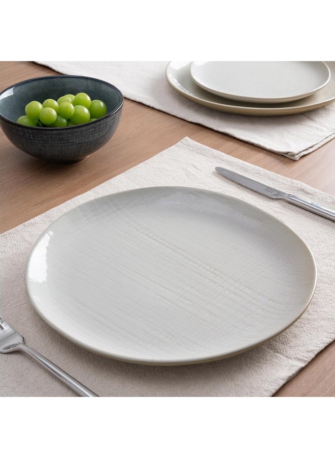 Famiware Moonlight 6 Piece Stoneware Dinner Plates in 10.25 inches, Scratch Resistant, Microwave & Dishwasher Safe, White  - Image 2