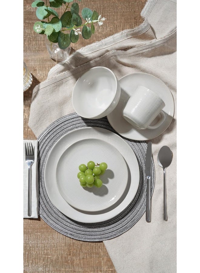 Famiware Moonlight 6 Piece Stoneware Dinner Plates in 10.25 inches, Scratch Resistant, Microwave & Dishwasher Safe, White  - Image 3