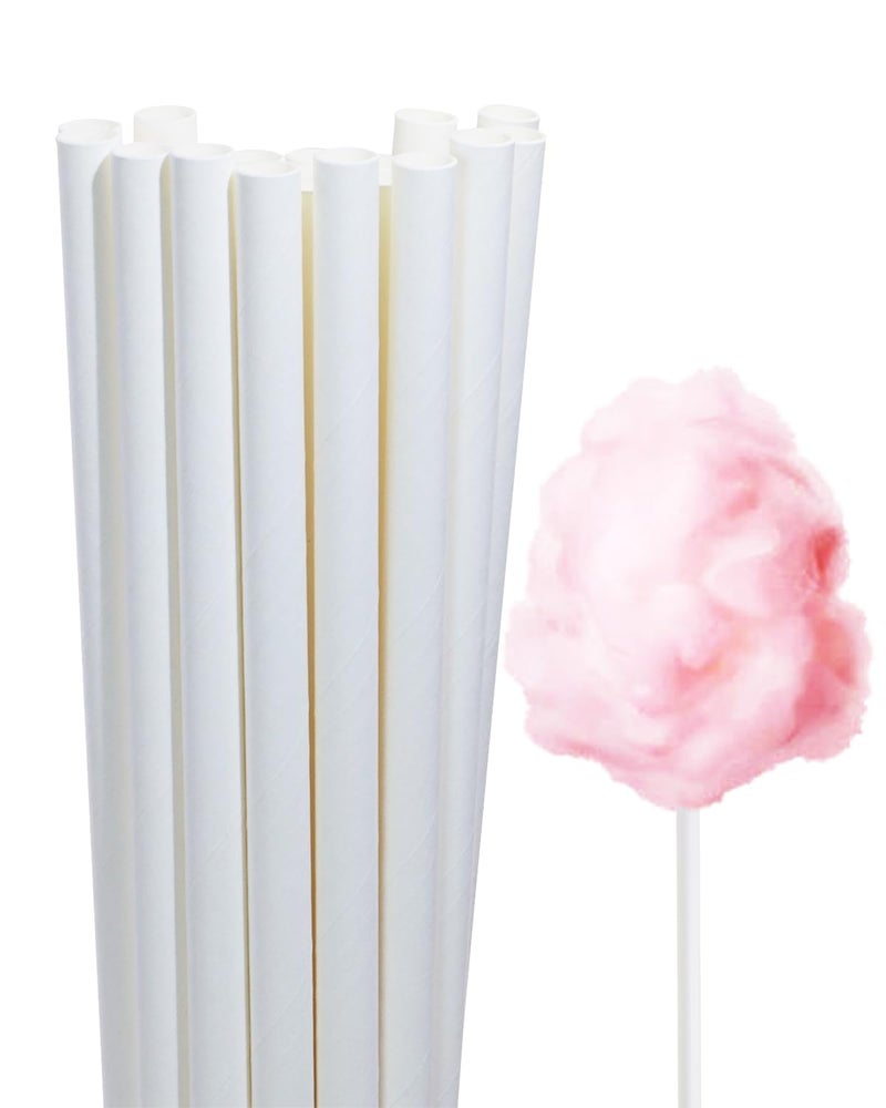 PENTA ANGEL Cotton Candy Cones Penta Angel 24Pcs 11.8"" Cotton Candy Holder Stick Paper Straw Cones For Birthday Wedding Party Candy Making (White-24Pcs) - Image 1
