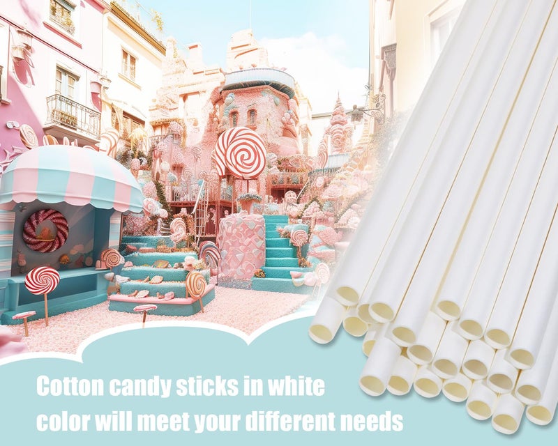 PENTA ANGEL Cotton Candy Cones Penta Angel 24Pcs 11.8"" Cotton Candy Holder Stick Paper Straw Cones For Birthday Wedding Party Candy Making (White-24Pcs) - Image 4