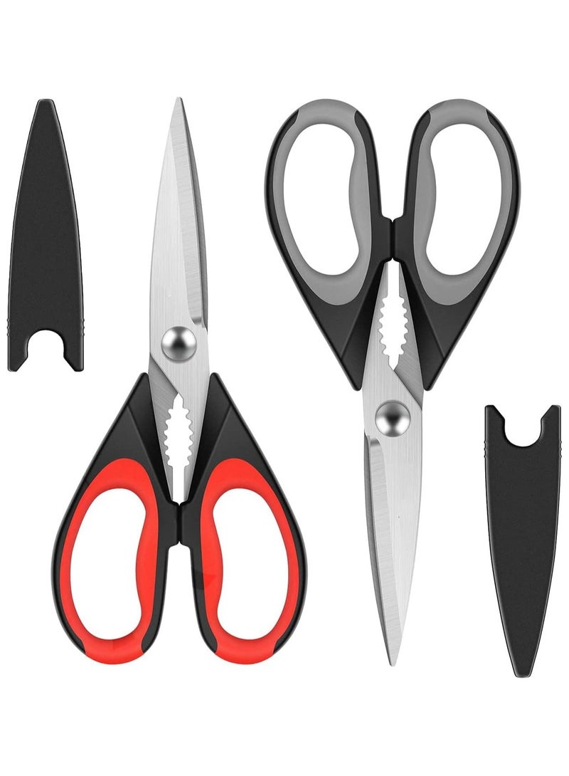 Kitchen Shears, 2 Pack Heavy Duty Kitchen Shears, Dishwasher Safe Meat Shears, Universal Kitchen Shears for Chicken/Poultry/Fish/Meat  - Image 1