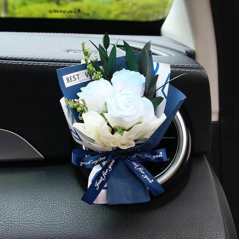 Bluejw Eternal Rose Soap Flower Car Vent Perfume – Dried Plants Aromatherapy Air Freshener for Vehicle AC, Long-Lasting Scented Bouquet Decoration - Image 5