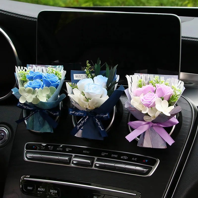 Bluejw Eternal Rose Soap Flower Car Vent Perfume – Dried Plants Aromatherapy Air Freshener for Vehicle AC, Long-Lasting Scented Bouquet Decoration - Image 4