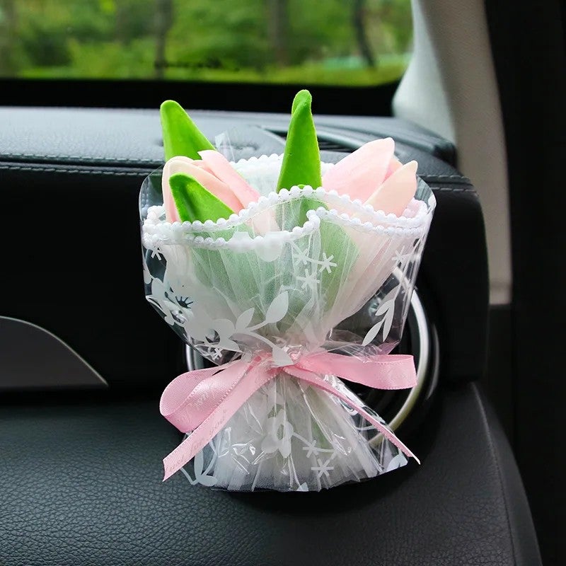 Bluejw Eternal Rose Soap Flower Car Vent Perfume – Dried Plants Aromatherapy Air Freshener for Vehicle AC, Long-Lasting Scented Bouquet Decoration - Image 1