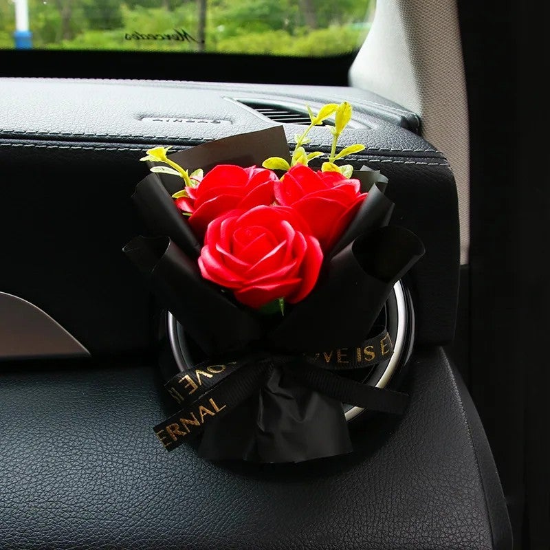 Bluejw Eternal Rose Soap Flower Car Vent Perfume – Dried Plants Aromatherapy Air Freshener for Vehicle AC, Long-Lasting Scented Bouquet Decoration - Image 2