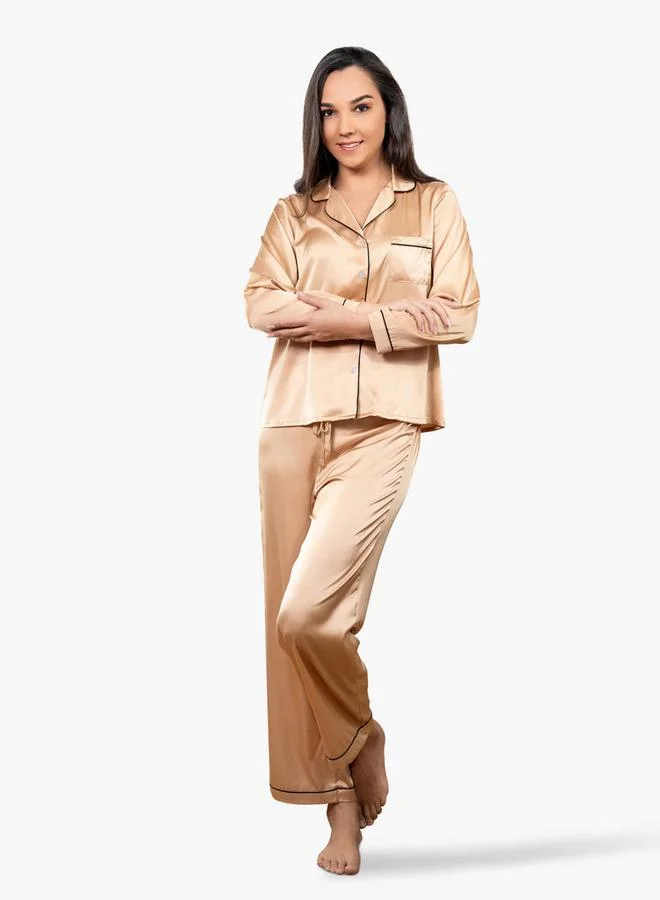 Aadaraya Aadaraya Collared Shirt and Pyjama Set