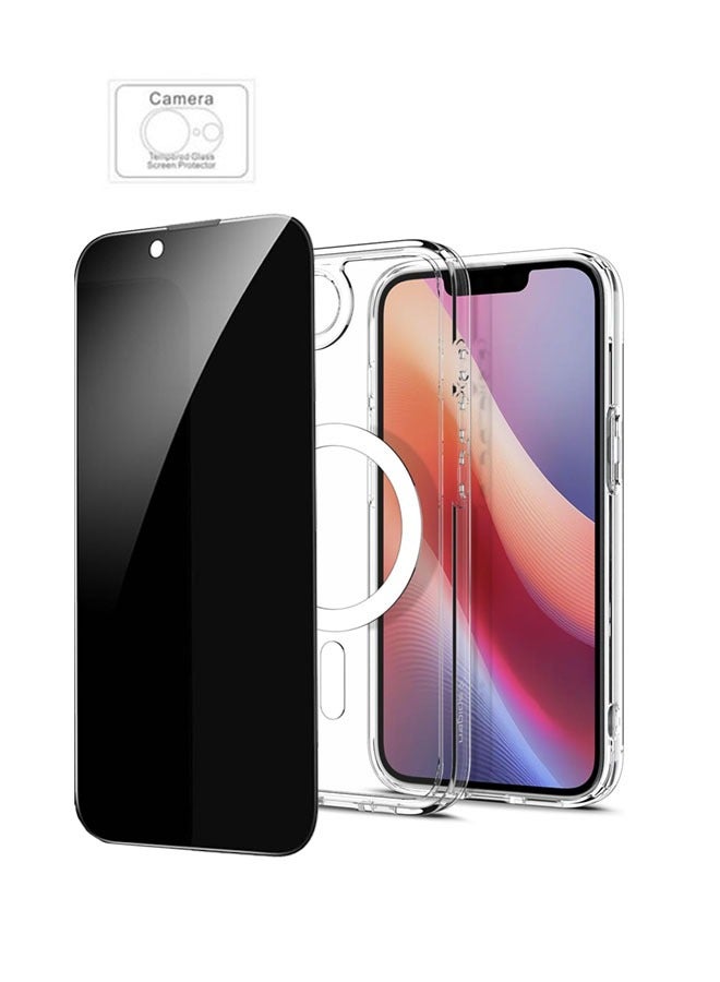 SJet Privacy Case for iPhone 16e iPhone SE4 2025, Clear Magnetic iPhone 16e iPhone SE4 2025 Phone Case with Privacy Screen Protector & Camera Protector, Ultra Slim Shockproof TPU Bumper Hard PC Cover - Image 1