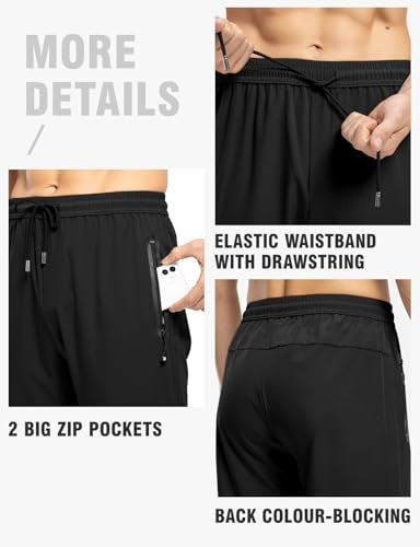 TBMPOY Men's Travel Hiking Pants Lightweight Athletic Pant Quick Dry Windbreaker Fishing Running Active Jogger Black S - Image 5