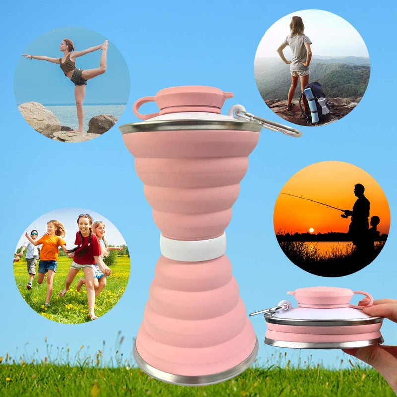 SEMETOR Collapsible Portable Sports Water Bottle  Camping Cup With Carabiner  Reuseable  Silicone  Foldable  Leak Proof For Outdoor  Travel Gym Hiking  Cycling  Bpa Free - Image 5