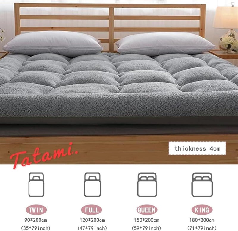 Japanese Futon Mattress,Tatami Mattress, Topper Thick Breathable Tatami Floor Mat Student Dorm Sleeping Pad Padded Portable Roll Up Bed,(Red,90x200cm 1.2kg) - Image 5
