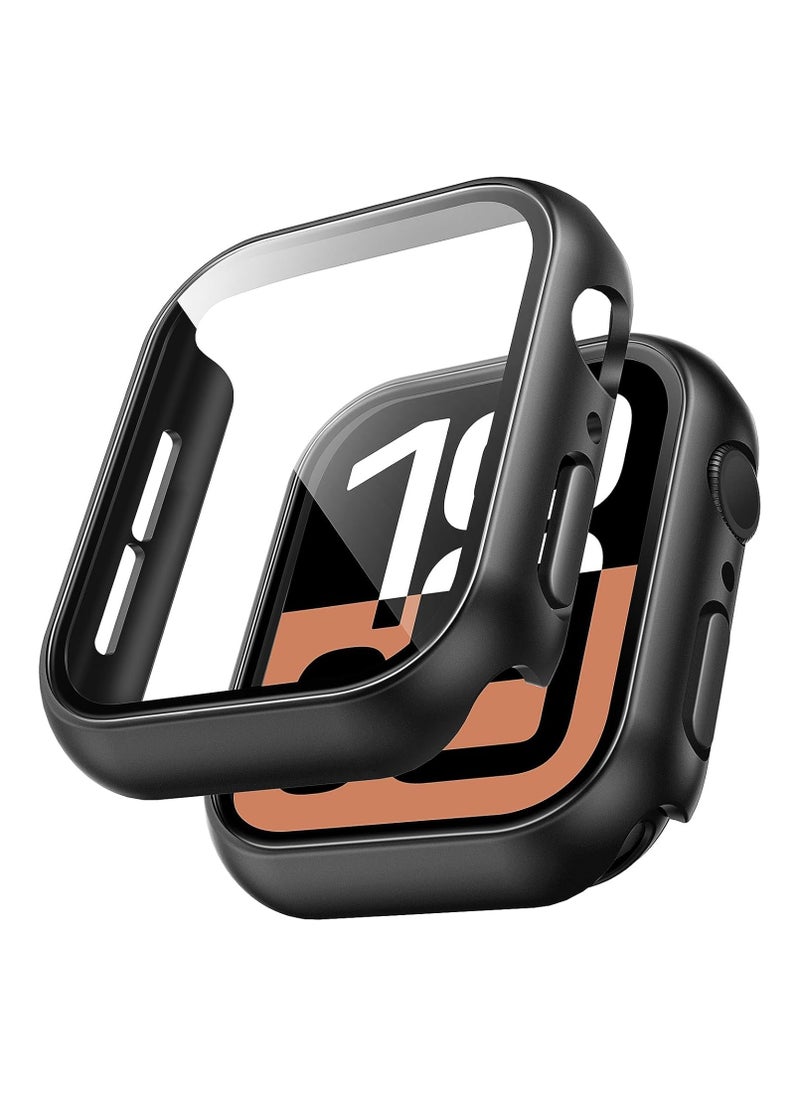 Generic - Hard PC Case Compatible with Apple Watch Series 10 42mm with Tempered Glass Screen Protector, Full Coverage, Touch Sensitive, Ultra-Thin HD Bumper Protective Cover (iWatch S10 42mm Black) - Image 1