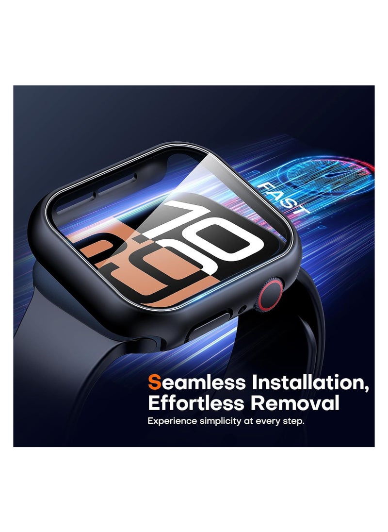 Generic - Hard PC Case Compatible with Apple Watch Series 10 42mm with Tempered Glass Screen Protector, Full Coverage, Touch Sensitive, Ultra-Thin HD Bumper Protective Cover (iWatch S10 42mm Black) - Image 1
