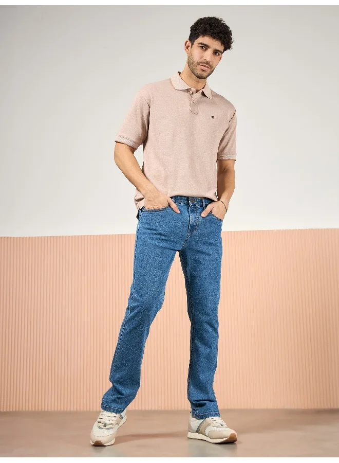 Beyoung cotton lycra Soft Blue Regular Fit Jeans for men