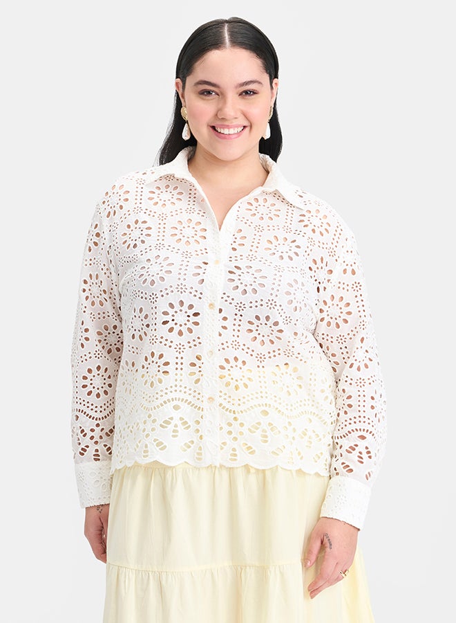 Virgio VIRGIO 100% Cotton Boxy Schiffli Shirt  - Image 2