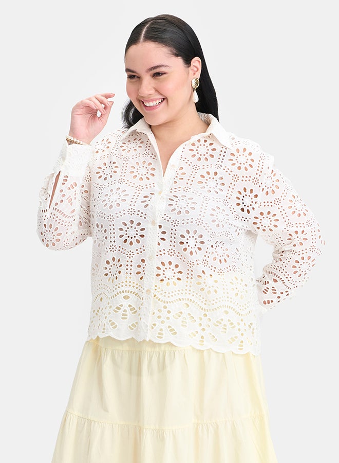 Virgio VIRGIO 100% Cotton Boxy Schiffli Shirt  - Image 4