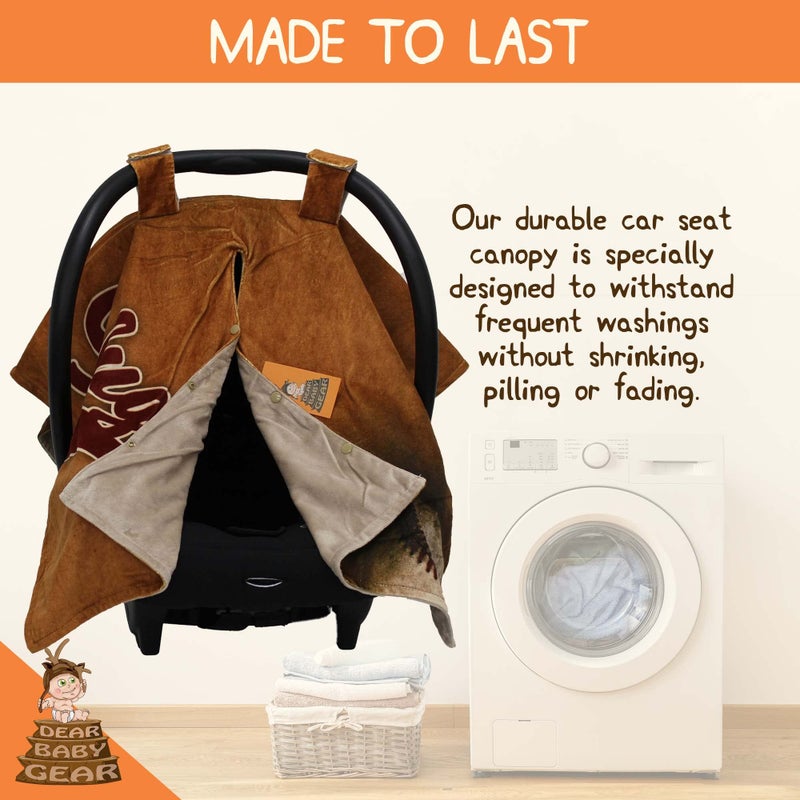 Dear Baby Gear Baseball Print Red Dot Baby Car Seat Canopy with Snap Button Opening — Double Layered Lightweight Cover Keeps Babies Cozy and Sheltered from The Sun — 40 x 30 Inches - Image 3