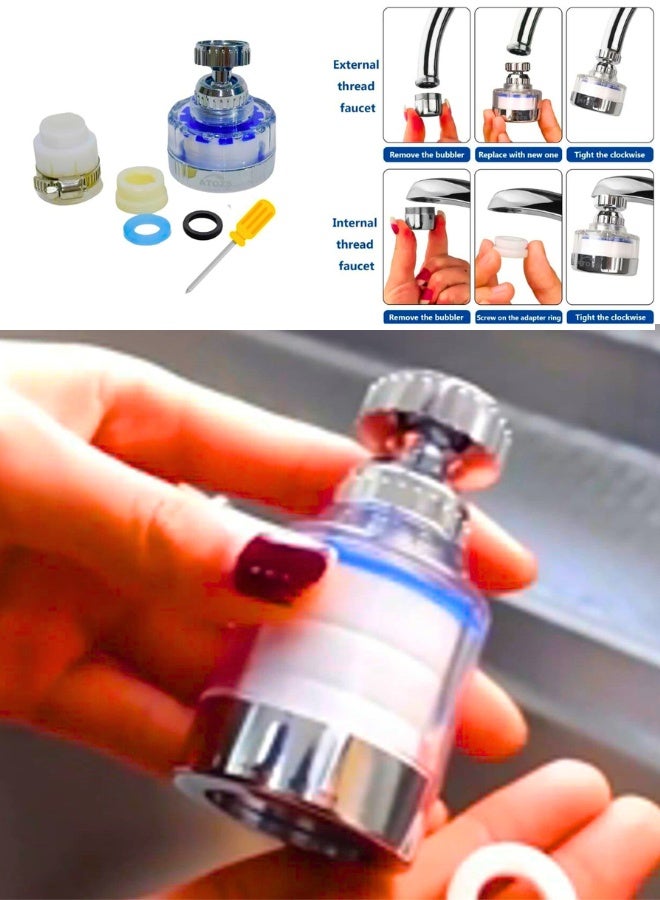 Chase Up Sink Faucet Water Filter, Purifier, 360° Rotating, Removes Rust, Chlorine, Fluoride, Heavy Metals, Hard Water, 12-Cartridge Value Pack, Universal Fit, Kitchen & Bathroom Use - Image 2