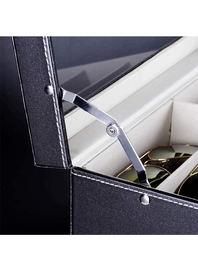 PADOM منظم نظارات من الجلد الصناعي من بادوم مزود بـ 8 و18 فتحة لتخزين النظارات وحافظة عرض النظارات الشمسية - Image 4