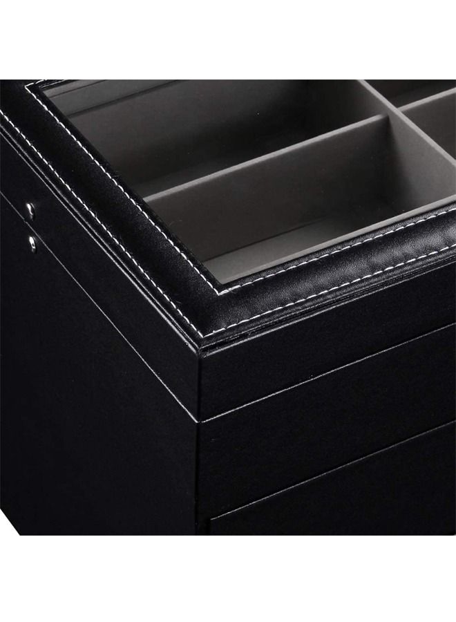 PADOM منظم نظارات من الجلد الصناعي من بادوم مزود بـ 8 و18 فتحة لتخزين النظارات وحافظة عرض النظارات الشمسية - Image 2