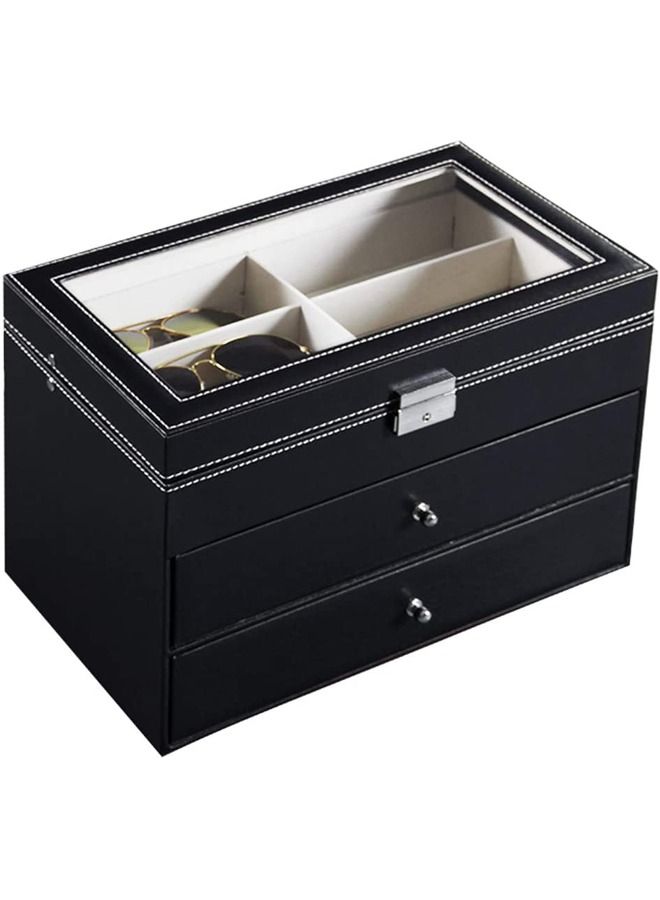 PADOM منظم نظارات من الجلد الصناعي من بادوم مزود بـ 8 و18 فتحة لتخزين النظارات وحافظة عرض النظارات الشمسية - Image 5