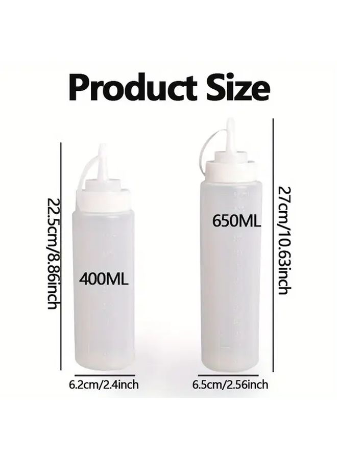 2pcs 650ml Squeeze Sauce Bottles Plastic Spout Dispenser Condiment and Seasoning Containers For Home Use - Image 2