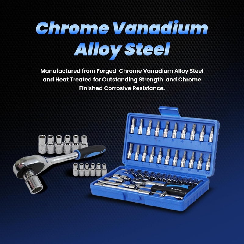 AEGON مجموعة أدوات يدوية SPEAR SA46 الثقيلة 1/4" مكونة من 46 قطعة من كروم فاندوم - Image 2