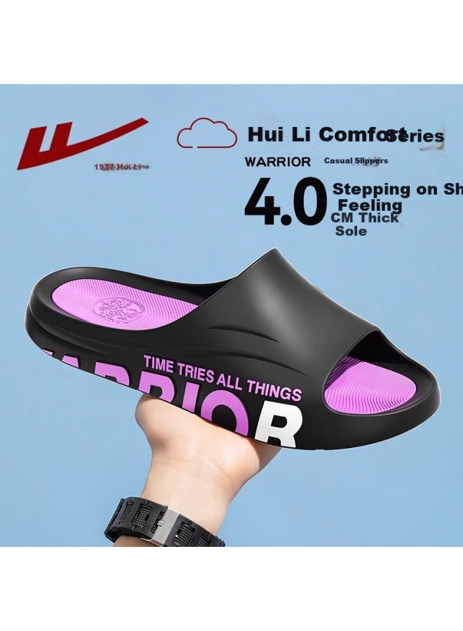 Pull Back Warrior Men'S Thick-Soled Anti-Slip Bathroom Slippers One-Word Drag Casual Wear-Resistant Sandals Sdj-3A77 Black Purple 42-43 - Image 2