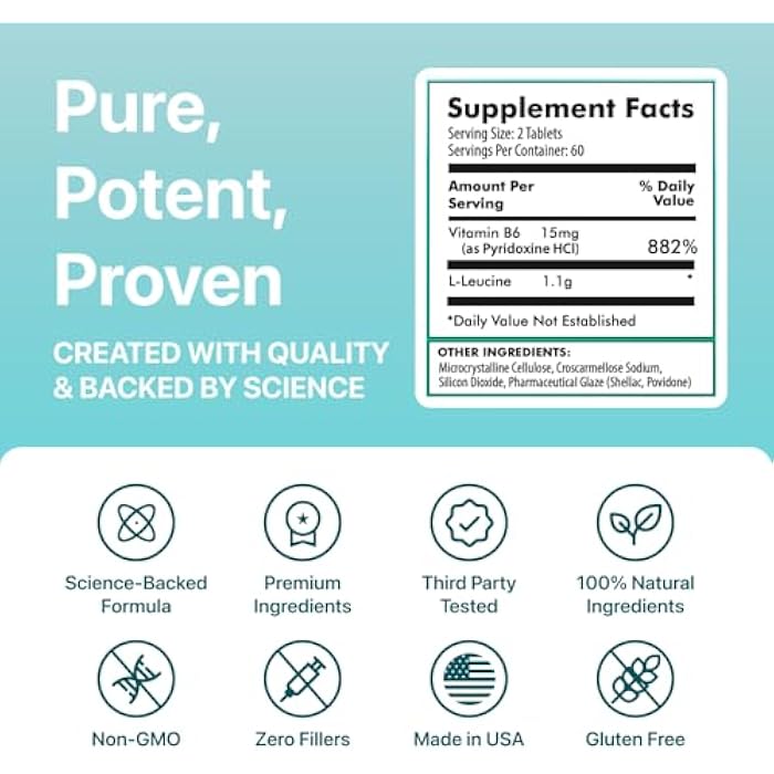 LEUSIX Weight Management Supplement – Patented Leucine + Vitamin B6 Formula – Supports Metabolism, Fat Utilization & Lean Muscle – 120 Tablets (1-Month Supply) - Image 2