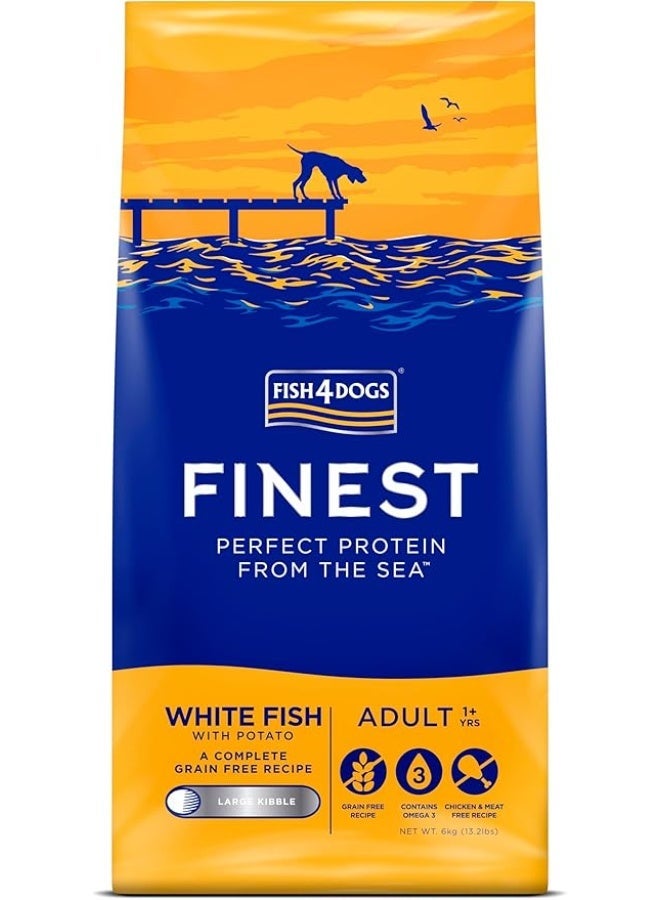 (فيش٤دوجس) طعام الكلاب الجاف من فيش فور دوغز، بنكهة السمك الأبيض، للكلاب البالغة ذات الحجم الكبير، 6 كجم - Image 1