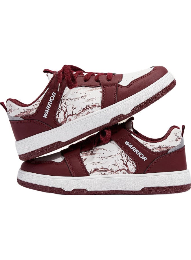 Warrior Official Canvas Shoes For Men, Winter Leather Waterproof Casual Sneakers, Men'S Student Running Shoes, Wine Red, Size 44 - Image 2