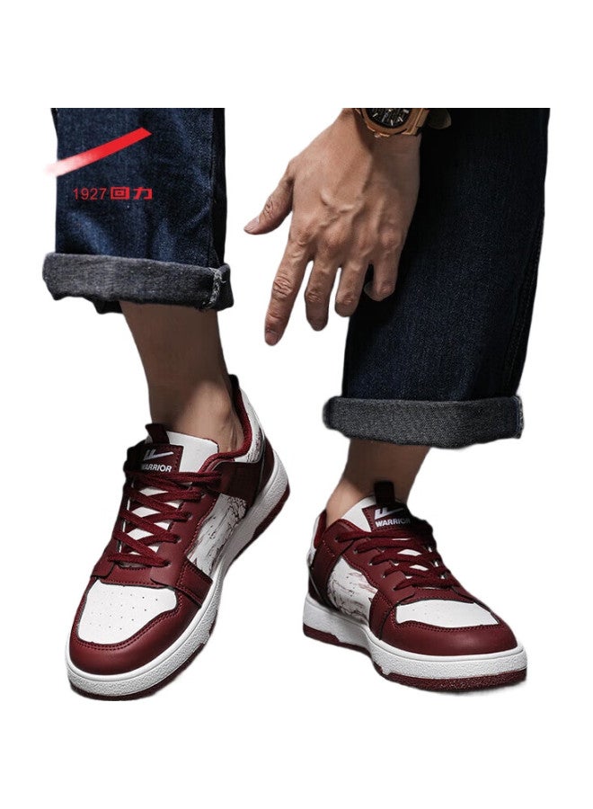 Warrior Official Canvas Shoes For Men, Winter Leather Waterproof Casual Sneakers, Men'S Student Running Shoes, Wine Red, Size 44 - Image 3