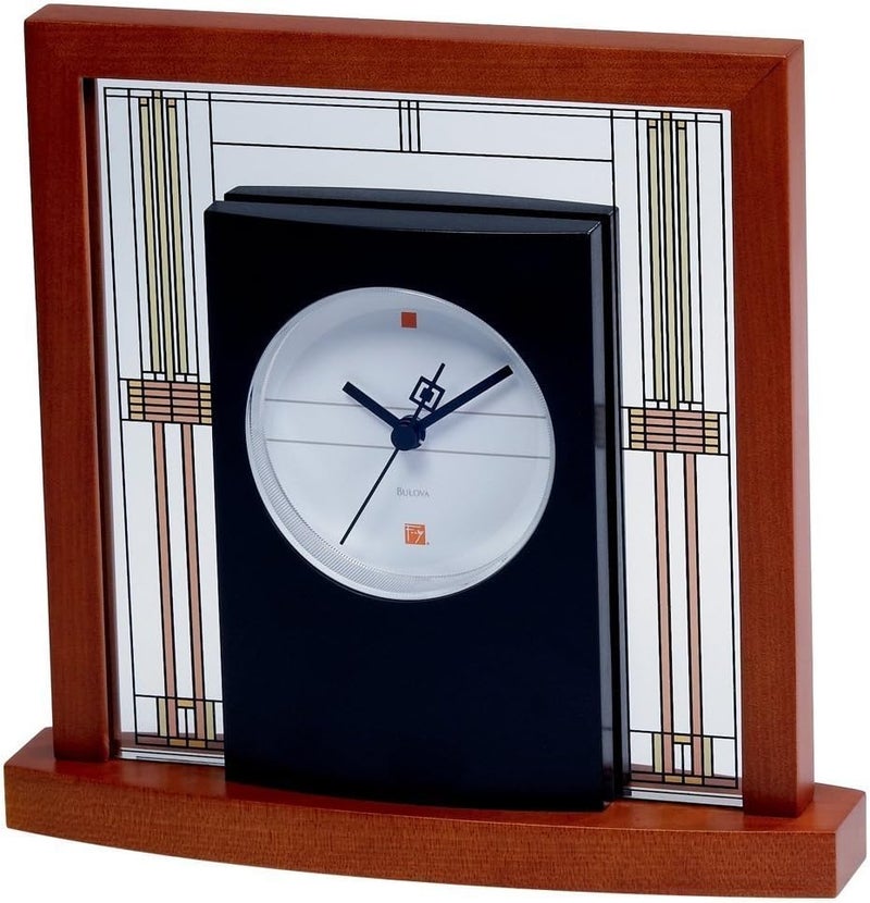 Bulova B7756 Willits Frank Lloyd Wright Table Clock, Light Cherry Finish