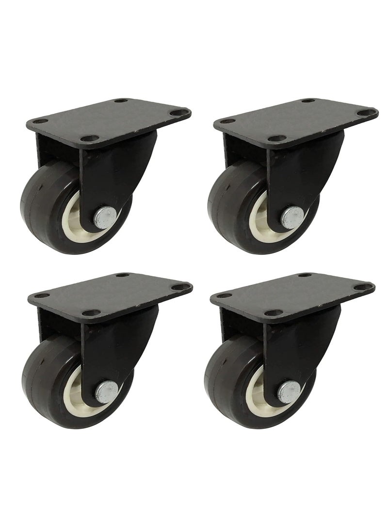 THOISEWELT THOISEWELT Heavy Duty Steel PU Caster Wheel For Furniture Table Black Color Small Size Black 15 In Fix  - Image 1
