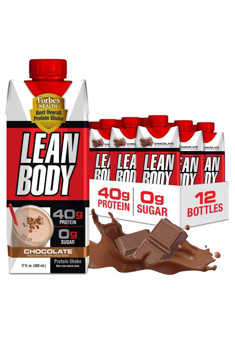 لابرادا ميلك شيك بروتين لابرادا لين بودي جاهز للشرب - نكهة الشوكولاتة، 40 غ بروتين، 0 سكر. 500 مل، علبة من 12 قطعة - Image 1