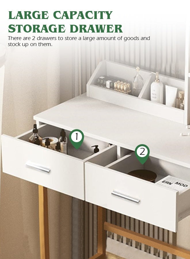 مساحة عمار طاولة زينة وطاولة مكياج ومكتب متعدد الوظائف وطاولة غرفة نوم مع درج تخزين وطاولة زينة 80*40*80 سم (بدون كرسي) - Image 4