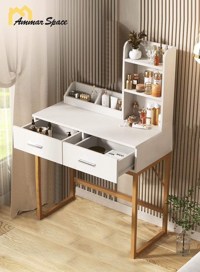 مساحة عمار طاولة زينة وطاولة مكياج ومكتب متعدد الوظائف وطاولة غرفة نوم مع درج تخزين وطاولة زينة 80*40*80 سم (بدون كرسي) - Image 2