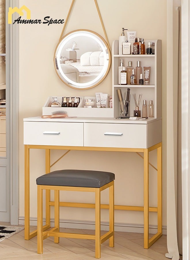 مساحة عمار طاولة زينة وطاولة مكياج ومكتب متعدد الوظائف وطاولة غرفة نوم مع درج تخزين وطاولة زينة 80*40*80 سم (بدون كرسي) - Image 1