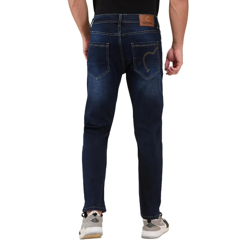 Being Human DARK TONE Men Classic Slim Fit Mildly Distressed Light Fade Stretchable Jeans for Men | Best Price UAE